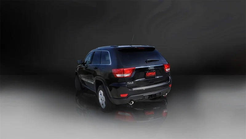 Corsa 2011-2021 Jeep Grand Cherokee Polished 2.5in Dual Rear Exit Cat-Back Exhaust - Side View