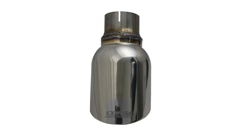 Corsa 2011-2024 e Universal 2.5in Inlet / 4.5in Outlet Polished Pro-Series Tip Kit - Side View