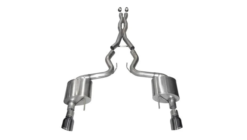 Corsa 2015-17 Ford Mustang GT Coupe 5.0L 3in Sport Cat-Back Exhaust Dual Rear Exit w/ Gun Metal Tips - Side View