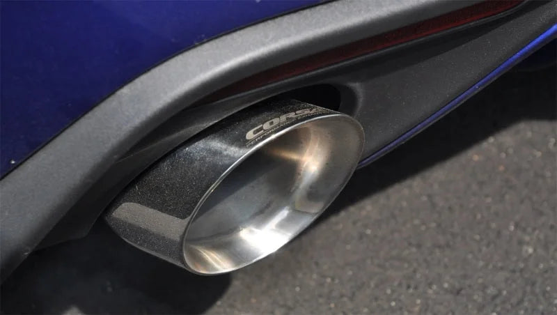 Corsa 2015-2017 Ford Mustang EcoBoost 2.3T Sport 3in Cat-Back Dual Rear Exit Polished Tips - Side View