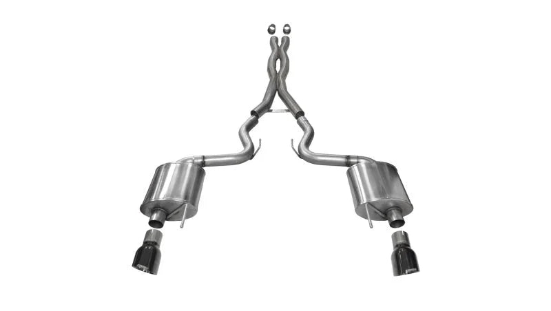 Corsa 2015-2017 Ford Mustang GT 5.0 3in Cat Back Exhaust Black Dual Tips (Sport) - Main Product View