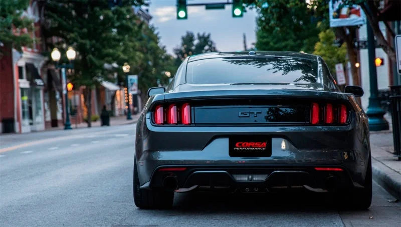 Corsa 2015-2017 Ford Mustang GT 5.0 3in Cat Back Exhaust Black Dual Tips (Sport) - Side View
