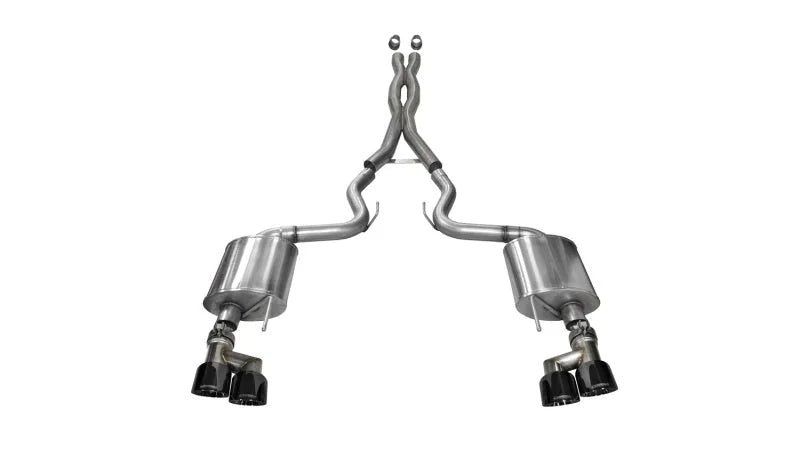 Corsa 2015-2017 Ford Mustang GT 5.0 3in Cat Back Exhaust Black Quad Tips (Sport) - Main Product View