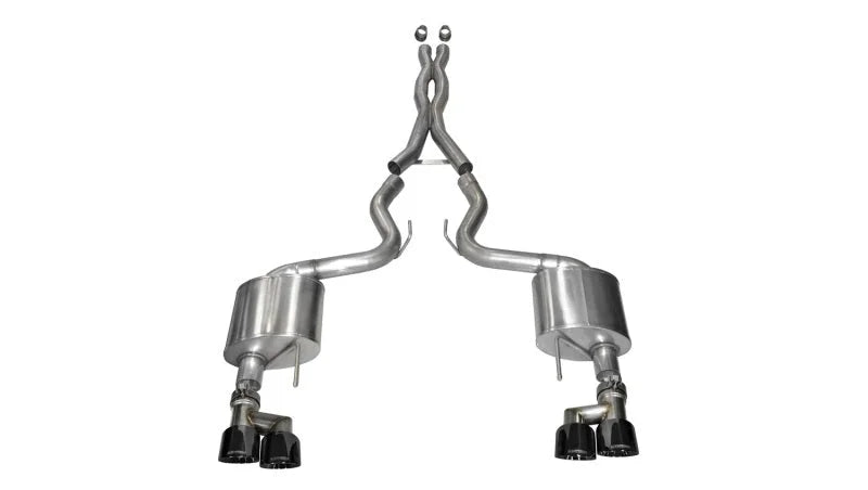 Corsa 2015-2017 Ford Mustang GT 5.0 3in Cat Back Exhaust Black Quad Tips (Xtreme) - Main Product View