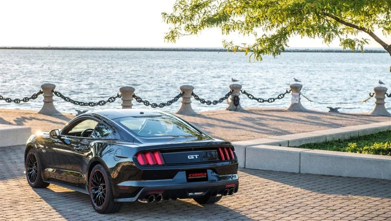 Corsa 2015-2017 Ford Mustang GT 5.0 3in Cat Back Exhaust Black Quad Tips (Xtreme) - Detail View