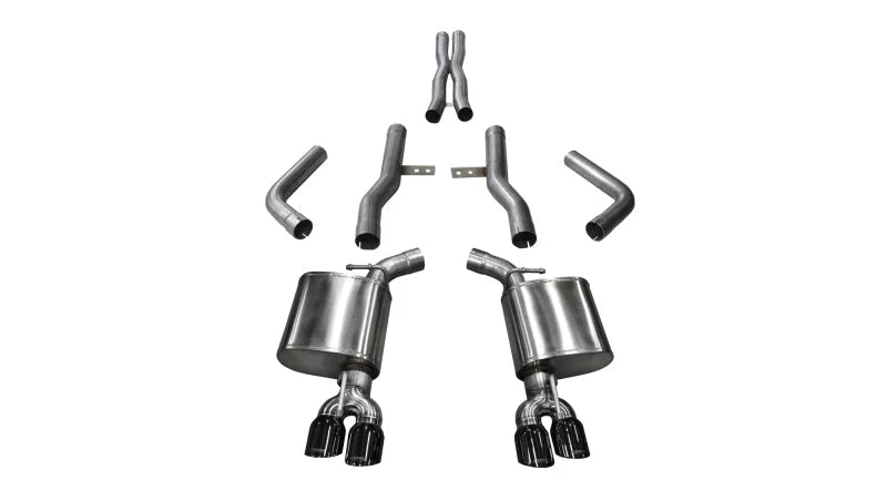 Corsa 2015-2023 Dodge Challenger Hellcat Dual Rear Exit Extreme Exhaust w/ 3.5in Black Tips - Side View