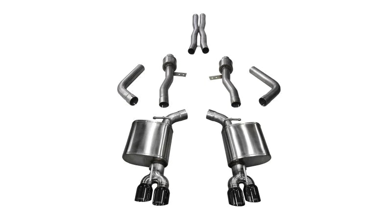 Corsa 2015-2023 Dodge Challenger Hellcat Dual Rear Exit Sport Exhaust w/ 3.5in Black Tips - Side View