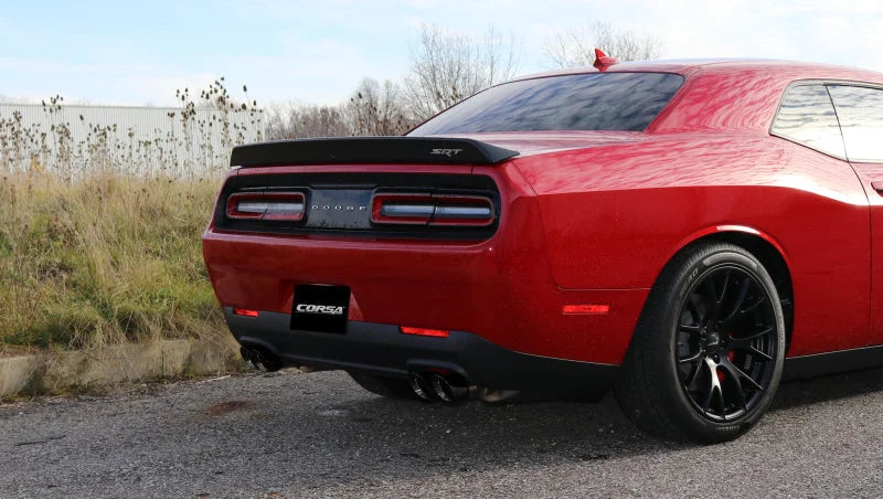 Corsa 2015-2023 Dodge Challenger Hellcat Dual Rear Exit Sport Exhaust w/ 3.5in Black Tips - Detail View