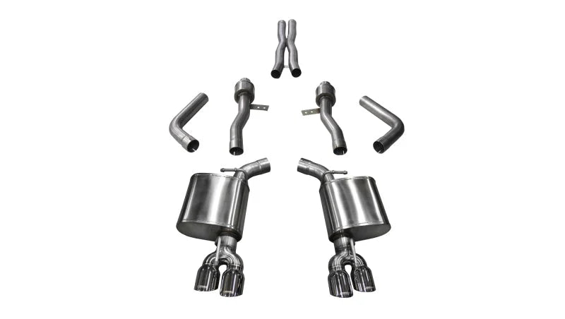 Corsa 2015-2023 Dodge Challenger Hellcat Dual Rear Exit Sport Exhaust w/ 3.5in Polished Tips - Side View