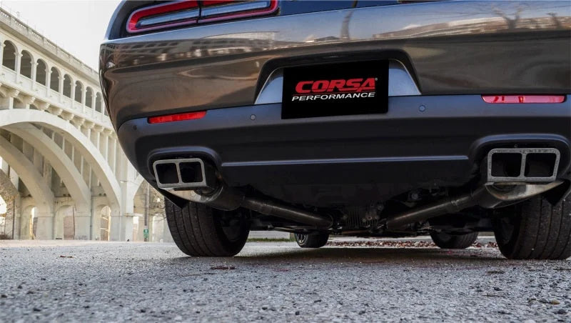 Corsa 2015-2023 Dodge Challenger SRT / Scat Pack / R/T 6.4L Polished Xtreme Cat-Back Exhaust - Installation View