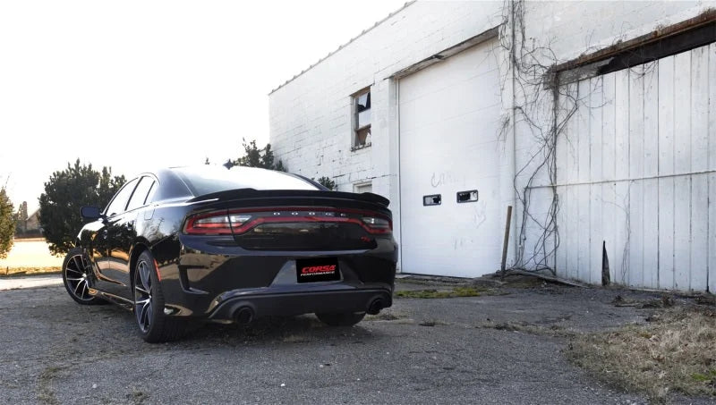 Corsa 2015-2023 Dodge Charger SRT / Scat Pack / R/T 6.4L Black Sport Cat-Back Exhaust - Detail View