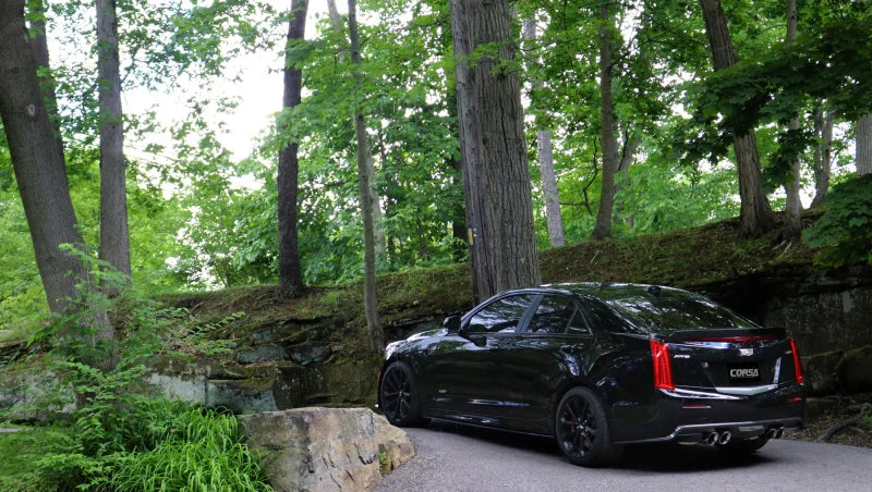Corsa 2016-2019 Cadillac ATS-V 3.6T 4in Polished Sport Axle-Back Exhaust - Side View