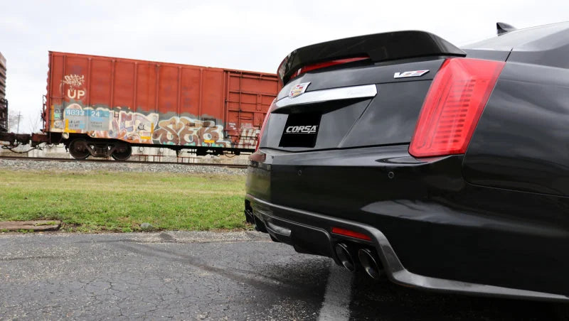 Corsa 2016-2019 Cadillac CTS V 6.2L V8 2.75in Black Xtreme Axle-Back Exhaust - Side View