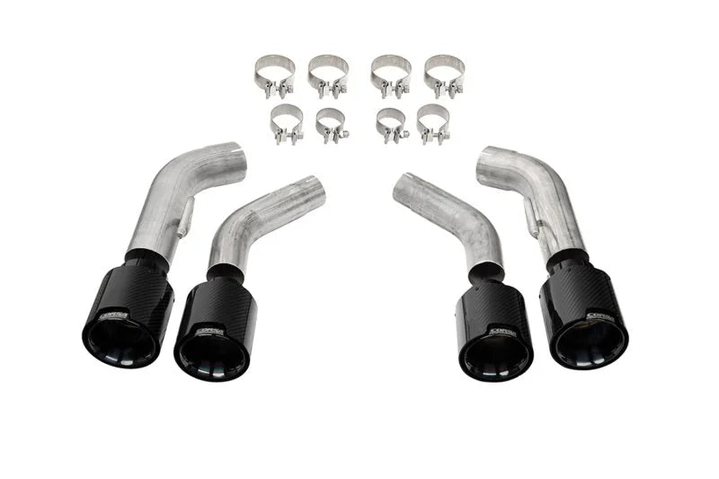 Corsa 2016-2024 Chevrolet Camaro SS / ZL1 Black Carbon Fiber 4.5in Twin Tip Kit - Main Product View