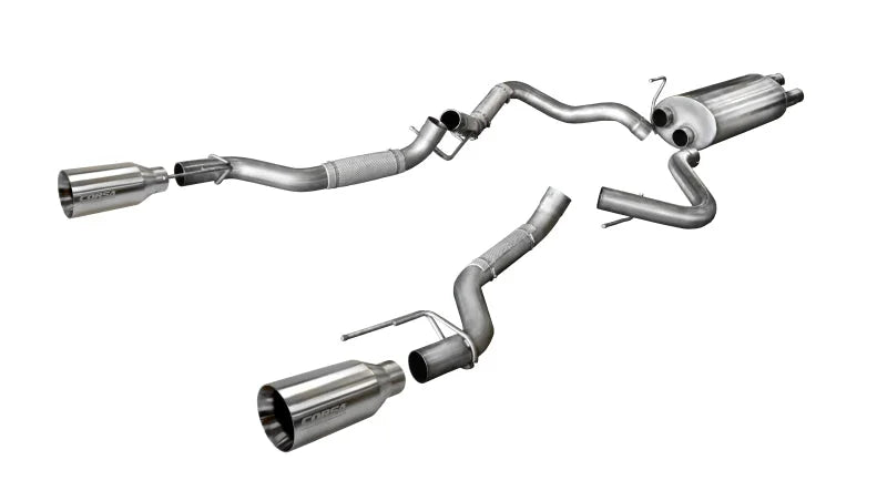 Corsa 2017-2020 Ford F-150 Raptor 3.5L Sport Cat-Back Dual Rear Exit w/ 5in Satin Polished Tip - Detail View