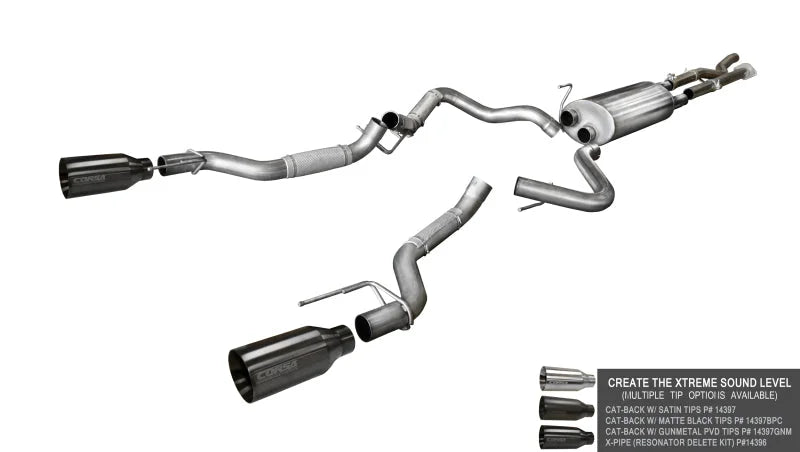 Corsa 2017-2020 Ford F-150 Raptor 3.5L V6 Super Cab / Super Crew Cab 3.0in Muffler Upgrade Kit - Side View