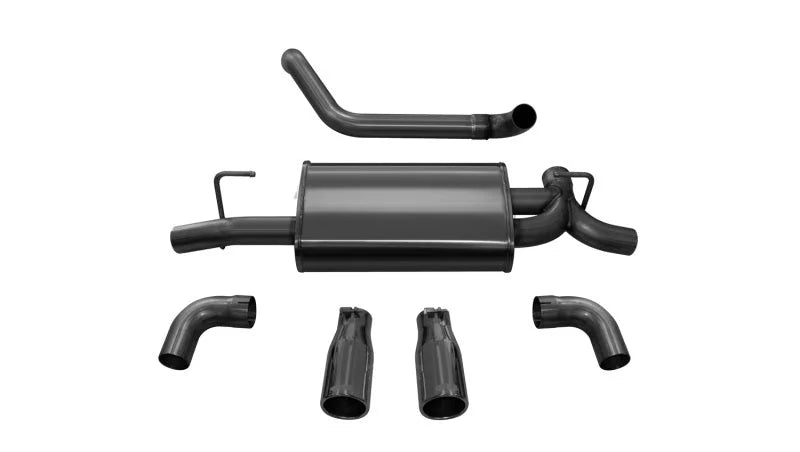 Corsa 2018-2025 Jeep Wrangler JL 2.5in Dual Rear Exit Black Tips Sport Axle-Back Exhaust - Back View