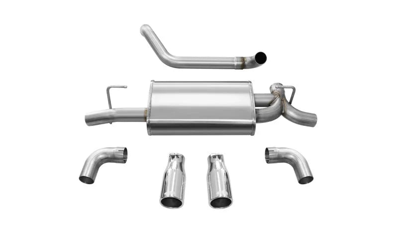 Corsa 2018-2025 Jeep Wrangler JL 2.5in Dual Rear Exit Polished Tips Sport Axle-Back Exhaust - Installation View