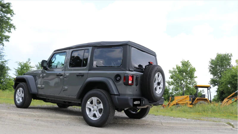 Corsa 2018-2025 Jeep Wrangler JL 2.5in Dual Rear Turn Down Exit Black Sport Axle-Back Exhaust - Back View