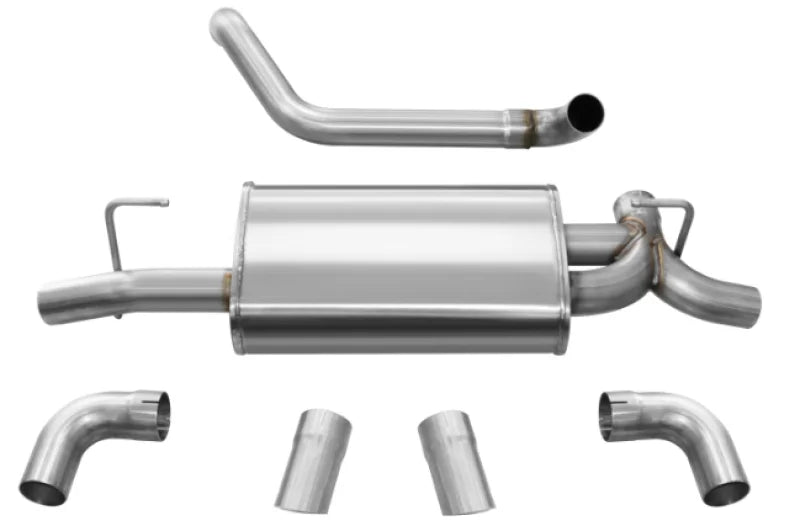 Corsa 2018-2025 Jeep Wrangler JL 2.5in Dual Rear Turn Down Exit Sport Axle-Back Exhaust - Side View