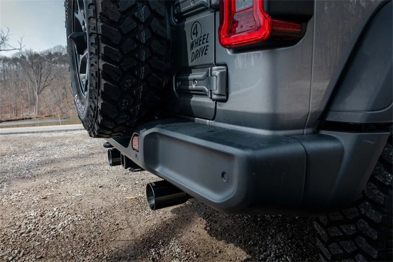 Corsa 2018-2025 Jeep Wrangler JLU 3.6L 2.75in Sport Cat-Back Exhaust w/ 4in Black Tips - Back View