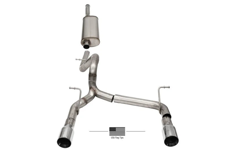 Corsa 2018-2025 Jeep Wrangler JLU 3.6L 2.75in Sport Cat-Back Exhaust w/ American Flag Tips - Main Product View