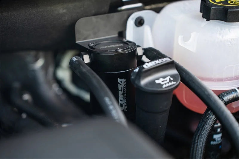 Corsa 2019-2025 Silverado/Sierra & 2021-2025 Tahoe/Suburban/Yukon/Denali Aluminum Oil Catch Can - Side View