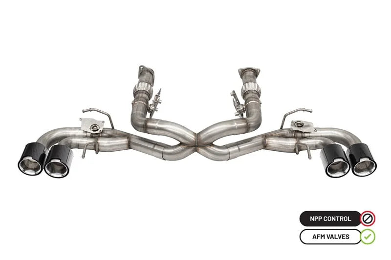 Corsa 2020-2025 Chevrolet Corvette C8 RWD 3in Delete 4 Valve Cat-Back w/NPP w/4.5in CF PolishedTips - Main Product View