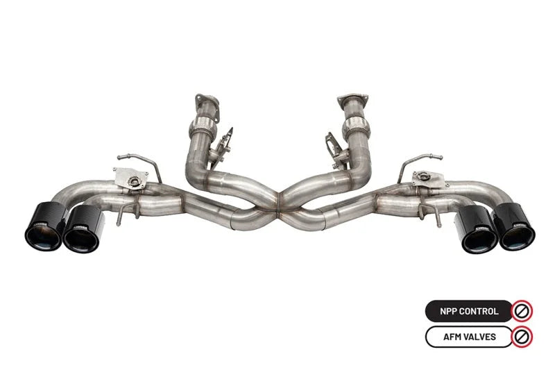 Corsa 2020-2025 Chevrolet Corvette C8 RWD 3in Valved Cat-Back Delete w/ NPP w/4.5in CF Black PVDTips - Main Product View