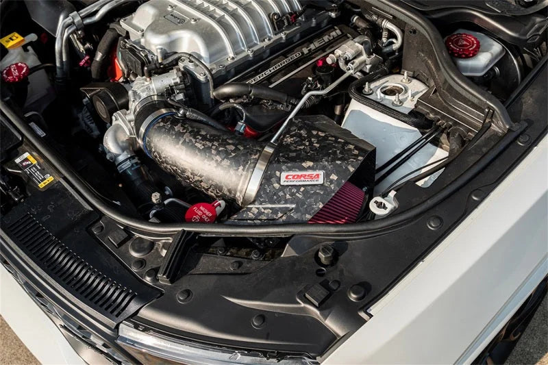 Corsa 2020-2025 Dodge Durango SRT Hellcat Carbon Fiber Air Intake w/ DryTech Forged CF - Black - Side View