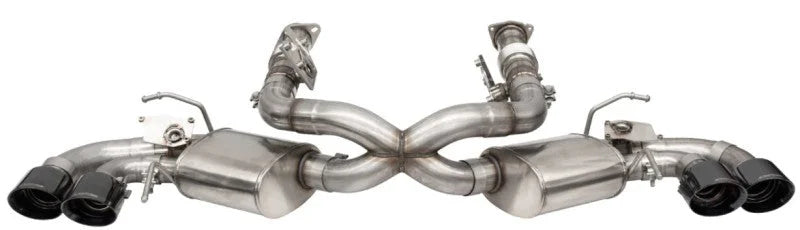 Corsa 2020-25 Corvette C8 3in Valved Cat-Back 4.5in Blk Quad Tips - Fits Factory Perf Exhaust w/ AFM - Side View