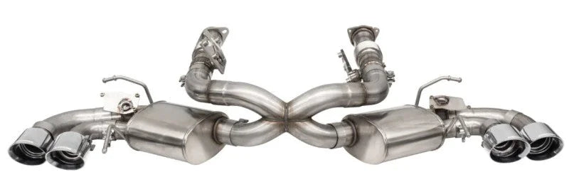 Corsa 2020-25 Corvette C8 3in Valved Cat-Back 4.5in Pol Quad Tips - Fits Factory Perf Exhaust w/ AFM - Side View