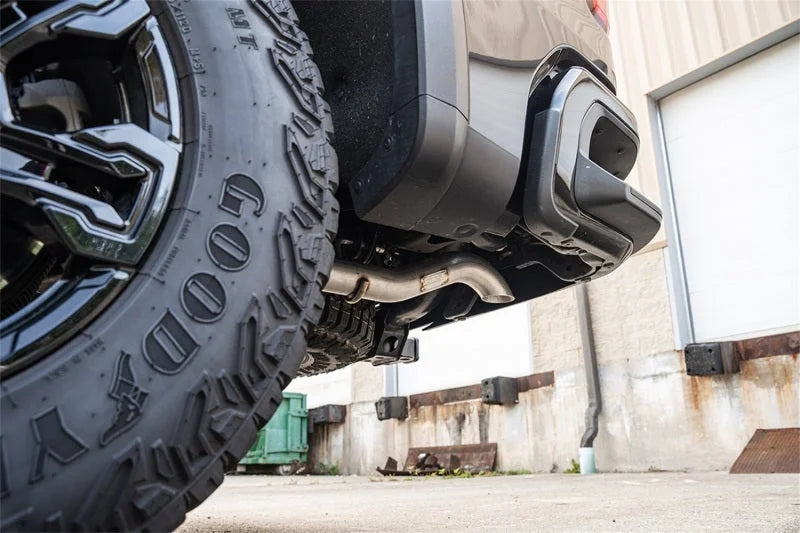 Corsa 2022-2024 Chevrolet Silverado 1500 Cat-Back Dual Rear Exit with Turn Down Tail Pipes - Detail View