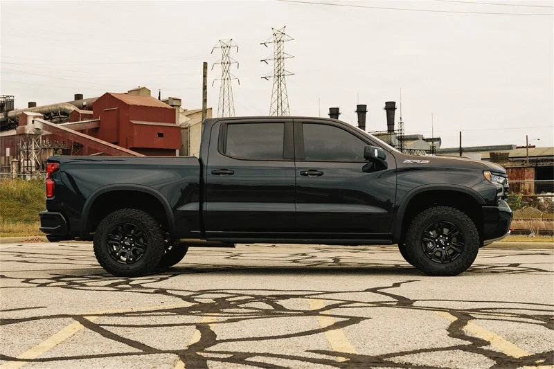 Corsa 2022-2024 Chevrolet Silverado 1500 Cat-Back Dual Rear Exit with Twin 4in Black Tips - Side View