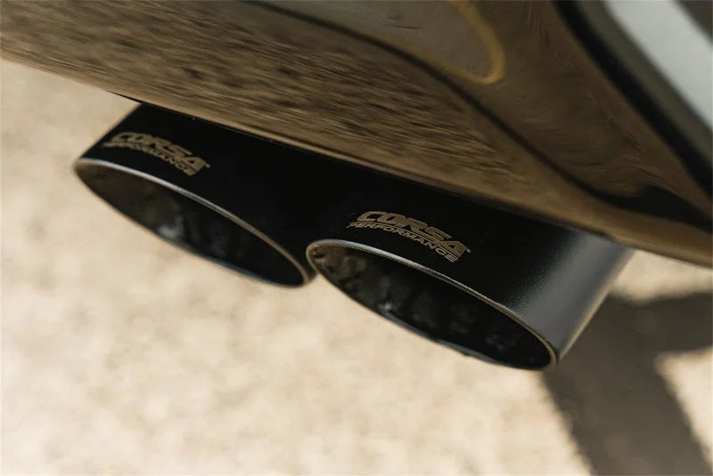 Corsa 2022-2024 Chevrolet Silverado 1500 Cat-Back Dual Rear Exit with Twin 4in Black Tips - Back View
