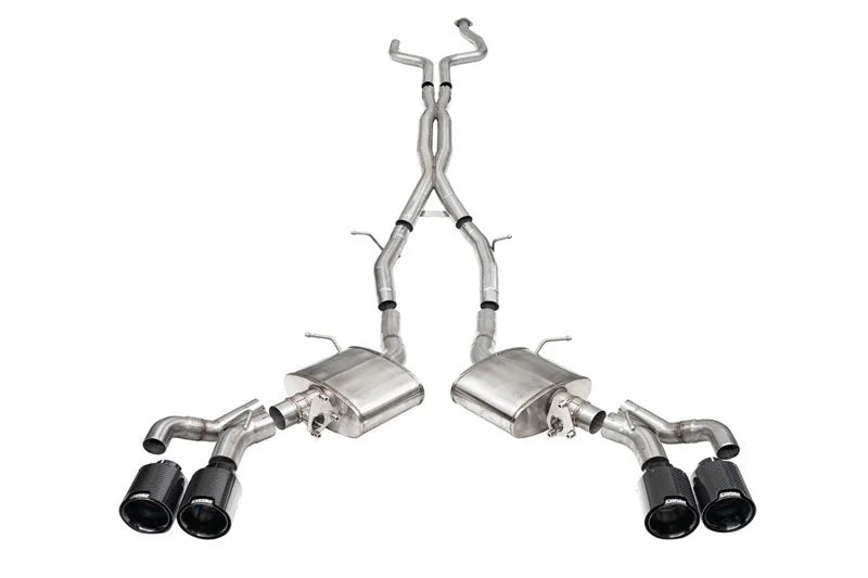 Corsa 2022-25 Caddy CT5 V Blackwing 3in. Cat-Back w/ Act. Exh. - Dbl X-Pipe - Twin 4.5in. BlkCF Tips - Main Product View