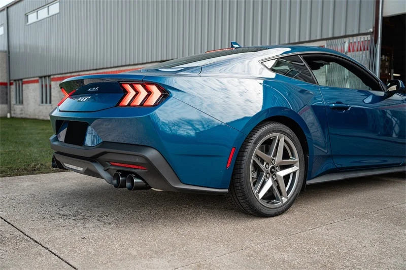 Corsa 2024-2025 Ford Mustang V8 5.0L 3in Axle-Back Exhaust System w/ Twin 4in Black Straight Tips - Side View