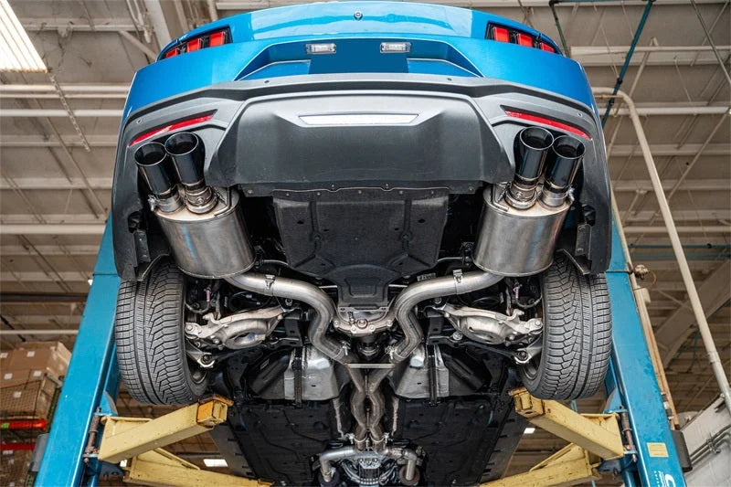 Corsa 2024-2025 Ford Mustang V8 5.0L 3in Cat-Back Exhaust System w/ Twin 4in Black Straight Tips - Detail View
