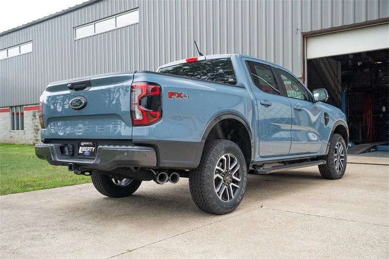 Corsa 2024-2025 Ford Ranger 3in Cat-Back Exhaust 4in Polished Pro-Series Slash Cut Twin Tip - Detail View