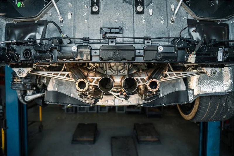 Corsa 23-25 Chevrolet Corvette C8 Z06 3in Valved Cat-Back Exhaust Muffler Delete Track Systemw/o Tip - Side View