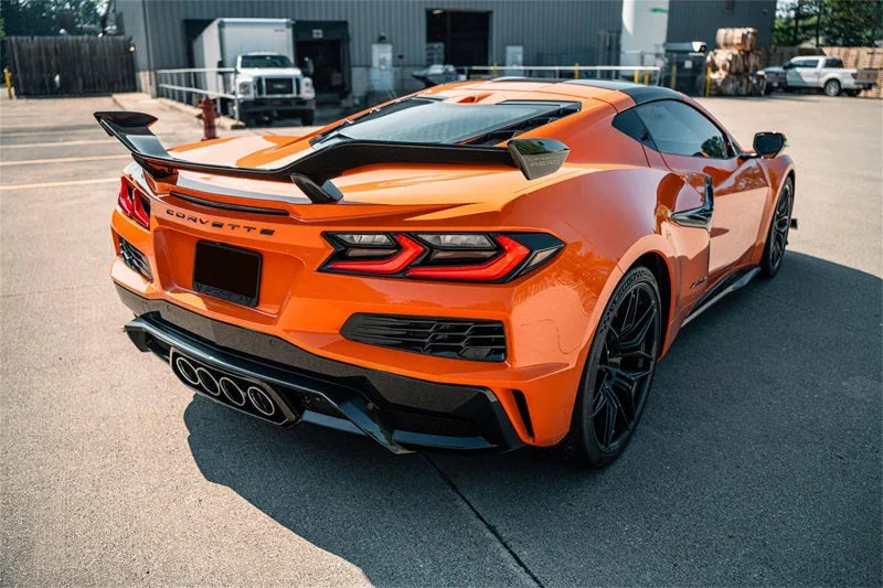 Corsa 23-25 Chevrolet Corvette C8 Z06 3in Valved Cat-Back Exhaust Muffler Delete Track Systemw/o Tip - Back View