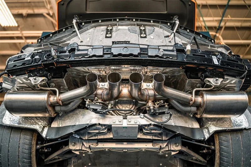 Corsa 23-25 Chevrolet Corvette C8 Z06 3in Valved Cat-Back Exhaust Muffler System (ReUses Stock Tips) - Side View