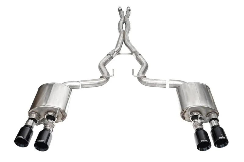Corsa 24-25 Ford Mustang Dark Horse 5.0L 3in Dual Rear Cat-Back w/Twin 4.5in Black PVD StraightTips - Main Product View