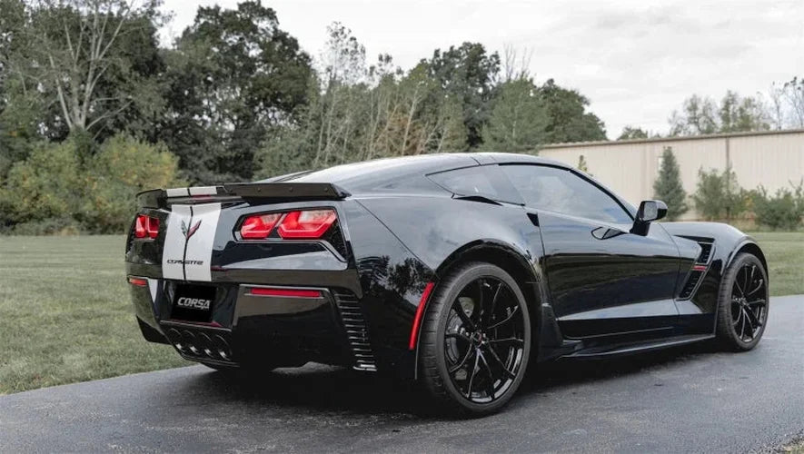 Corsa 2014-2019 Chevrolet Corvette C7 6.2L 2.75in Xtreme Valve-Back w/ Dual NPP & Quad BlackTips - Side View