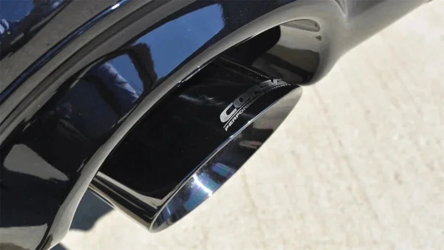 Corsa 2011-2021 Jeep Grand Cherokee Black 2.5in Dual Rear Exit Cat-Back Exhaust - Side View
