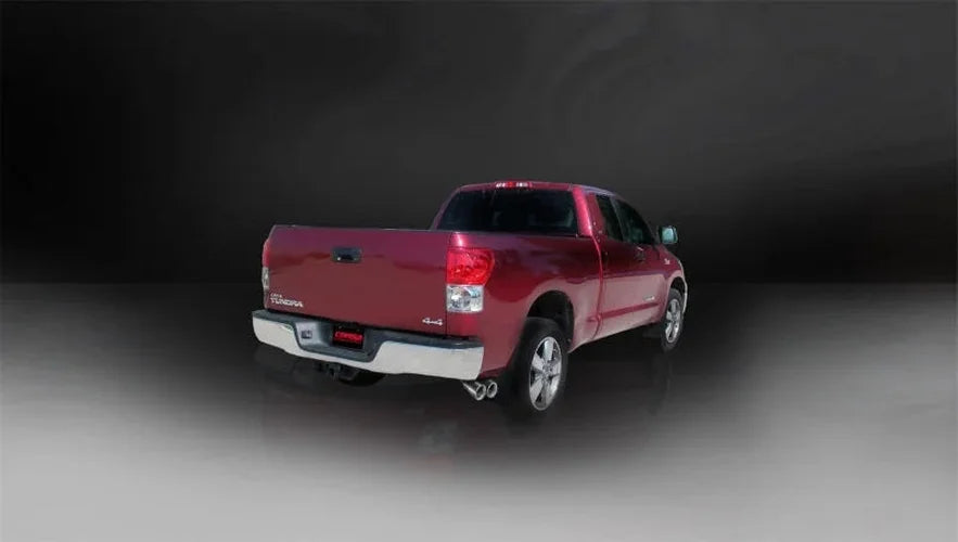 Corsa 2011-2021 Toyota Tundra Double Cab/Crew Max 5.7L V8 Polished Sport Cat-Back Exhaust - Side View