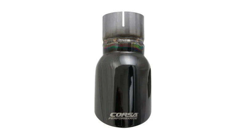 Corsa Single Universal 2.5in Inlet / 3.5in Outlet Black PVD Pro-Series Tip Kit - Detail View