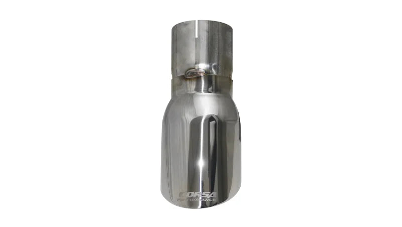 Corsa Single Universal 3.0in Inlet / 4in Outlet Polished Pro-Series Tip Kit - Side View