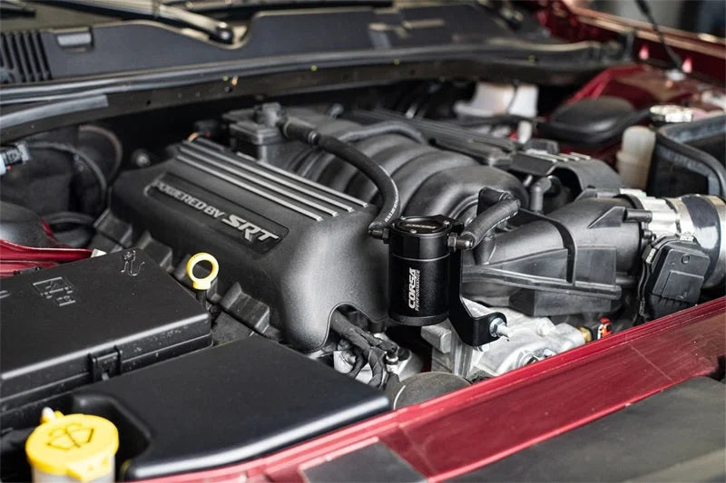 Corsa2011-2023 Dodge Challenger/Charger 2018-2023 Dodge Durango 6.4L Aluminum Oil Catch Can - Side View