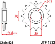 Load image into Gallery viewer, Countershaft Sprocket - 16 Tooth - VFR800 JT Sprockets JTF1332.16RB - Side View